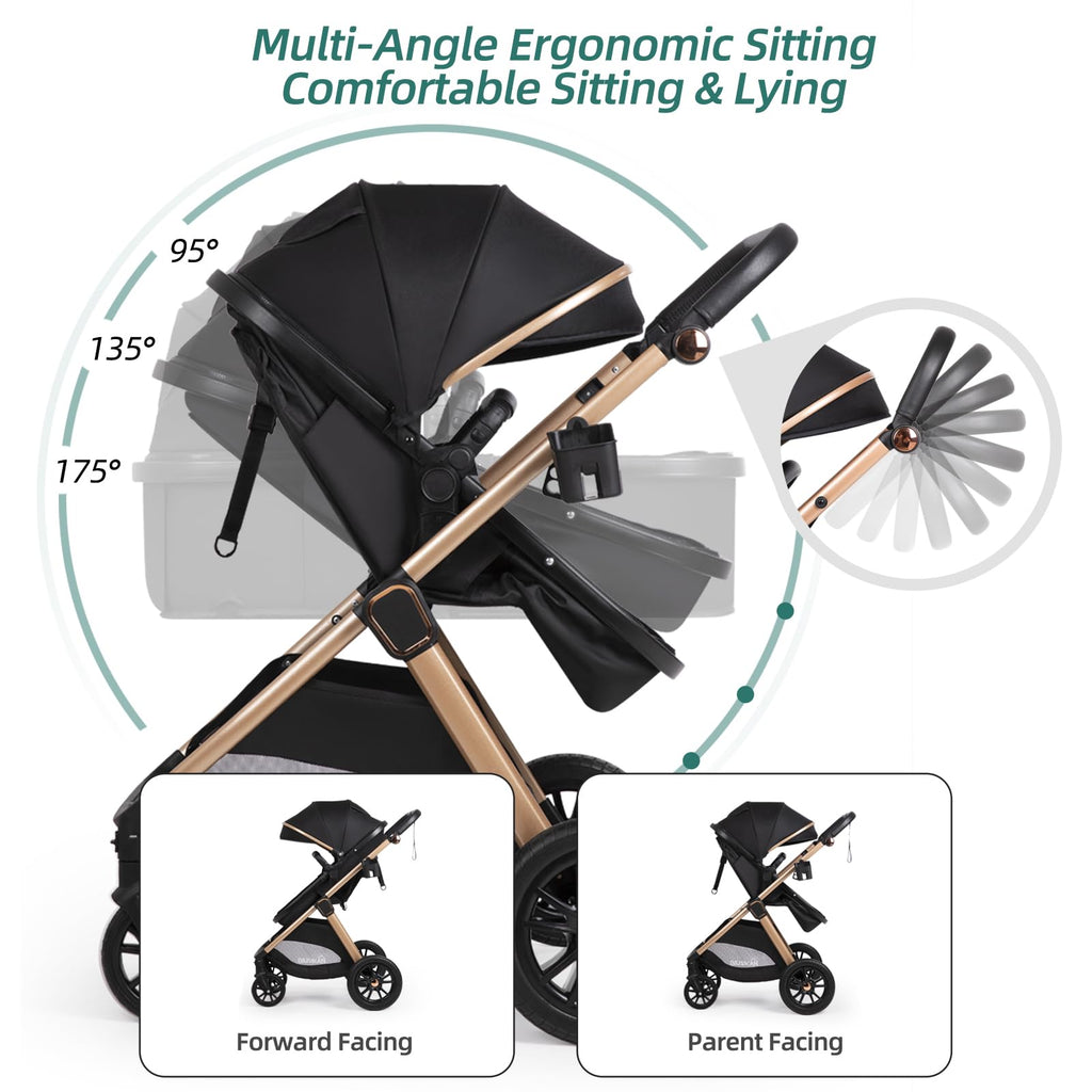 6-in-1 Convertible Baby Stroller with Bassinet O723