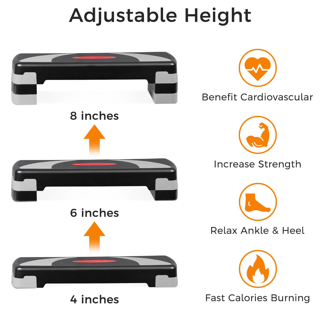 31" Adjustable Aerobic Step Platform with 4 Stackable Risers Y231482
