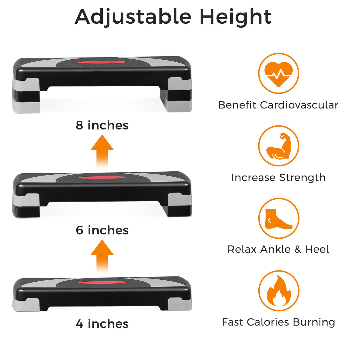 31" Adjustable Aerobic Step Platform with 4 Stackable Risers Y231482