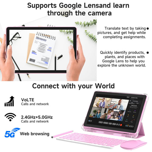 10 Inch Android Tablet with Case Pink A509