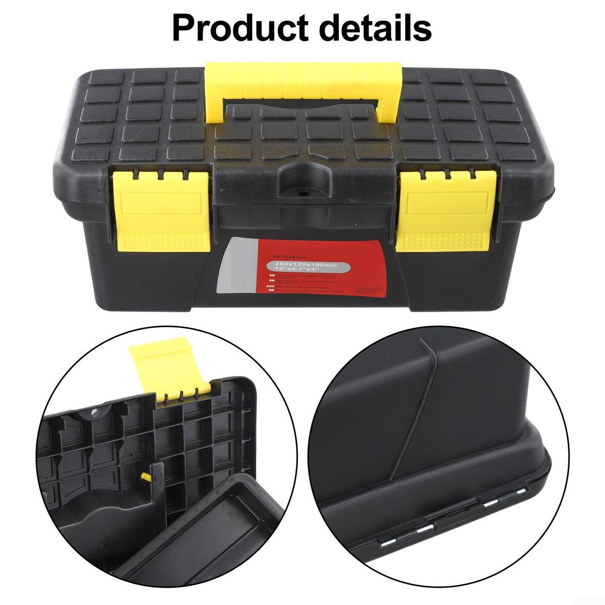 10 Inch Black Plastic Toolbox with Dual Layer Organization F35943
