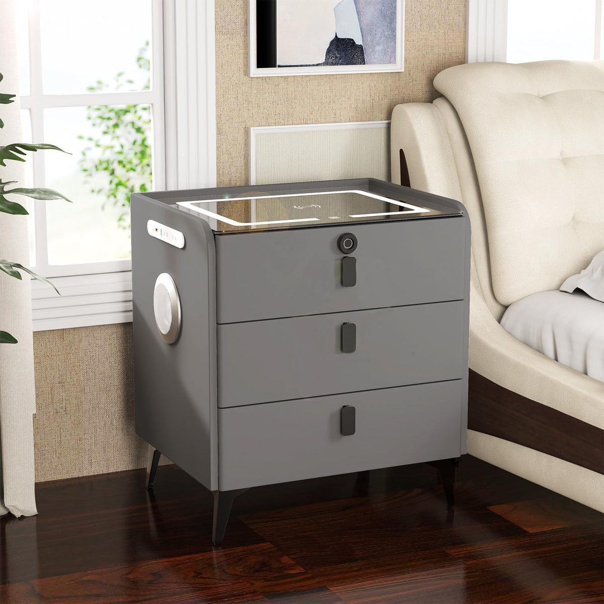 Wireless Charging Fingerprint Lock Nightstand U437061
