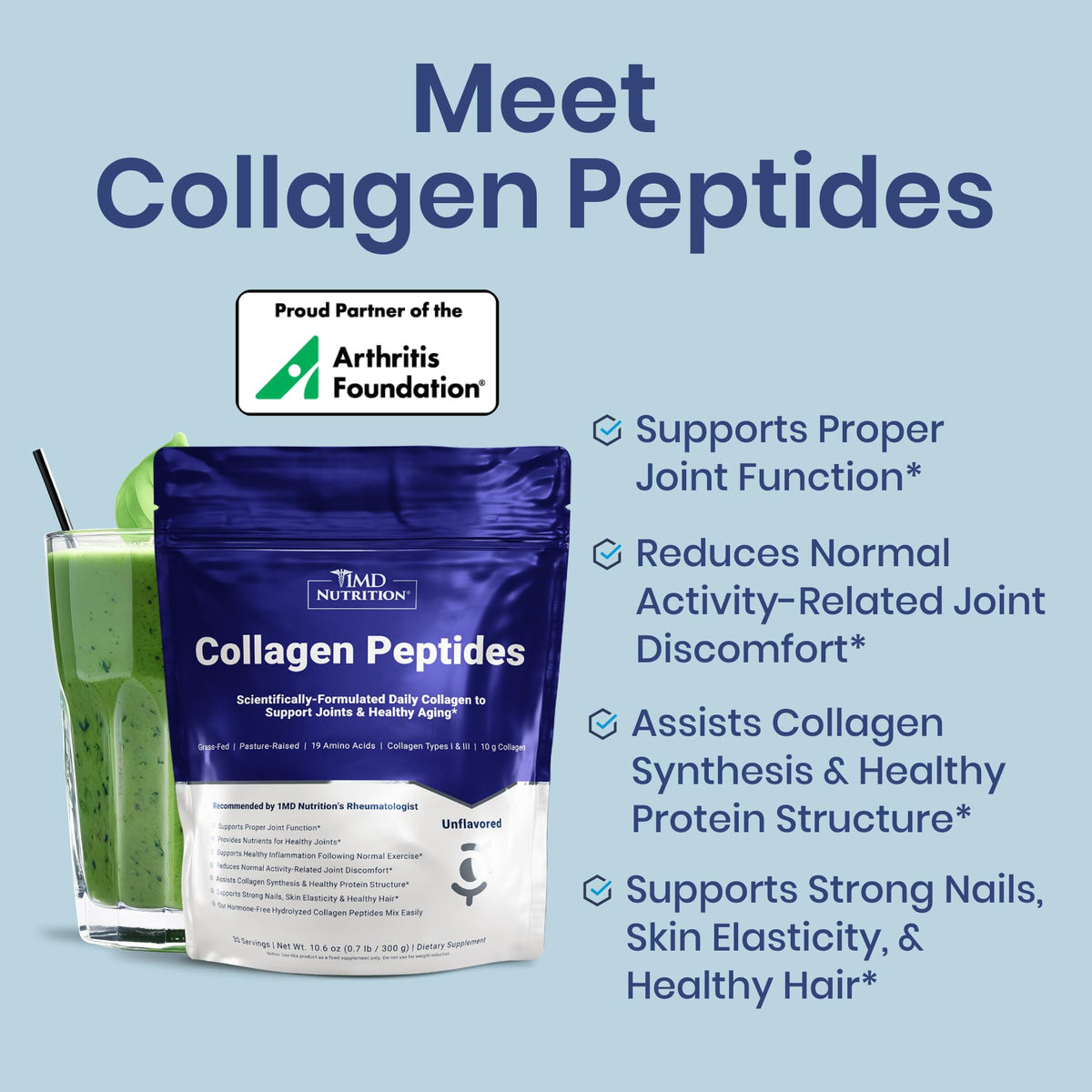 Collagen Peptides Powder Types I & III Unflavored 30 Servings V520