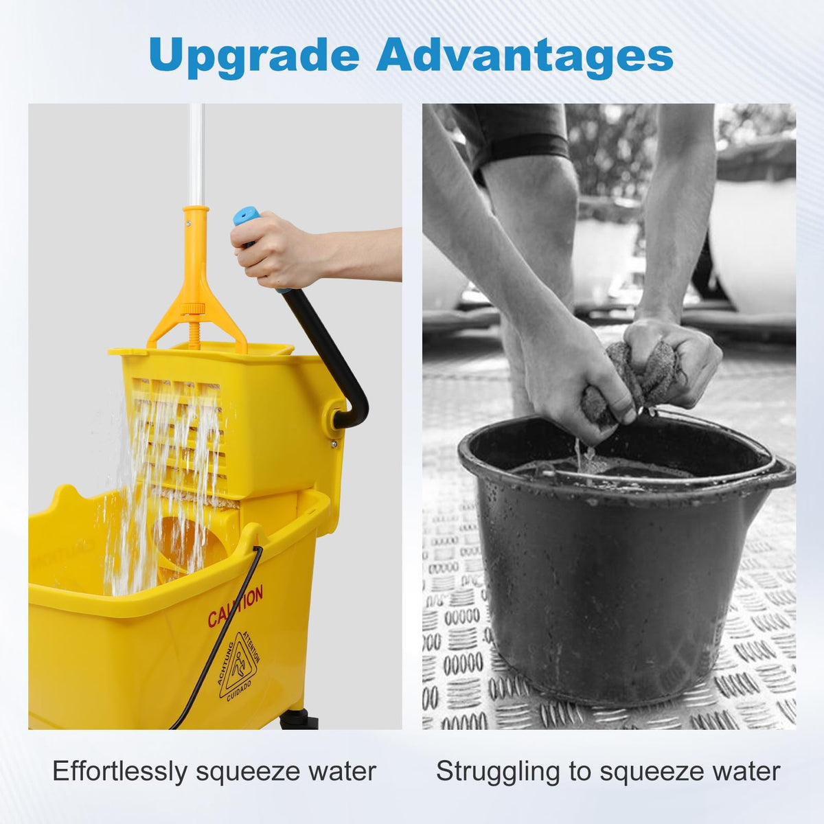 35 Qt Mop Bucket with Side Press Wringer on Wheels X5494