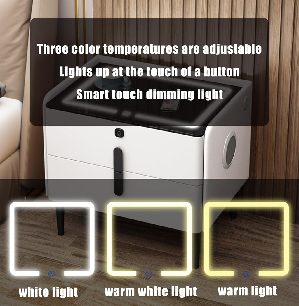 Khaki 3 Drawer Smart Nightstand with Wireless Charging M89803