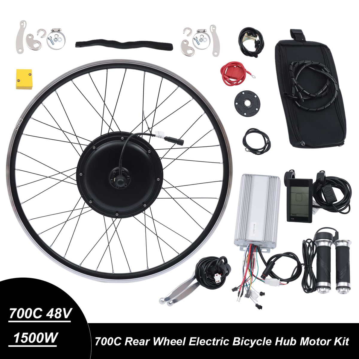 48V 1500W 700C Rear Wheel Electric Bike Conversion Kit with LCD Display L6246