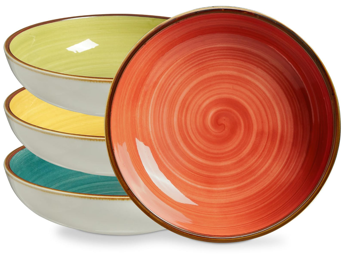 30 Ounce Porcelain Pasta Bowls Set of 4 Assorted Color L888770