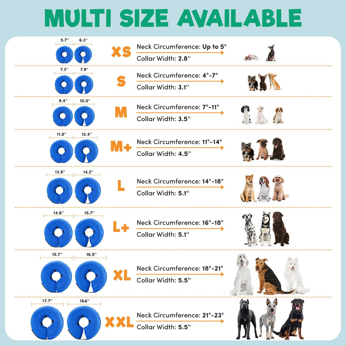 Inflatable Dog Cone Collar Alternative Large Blue L109