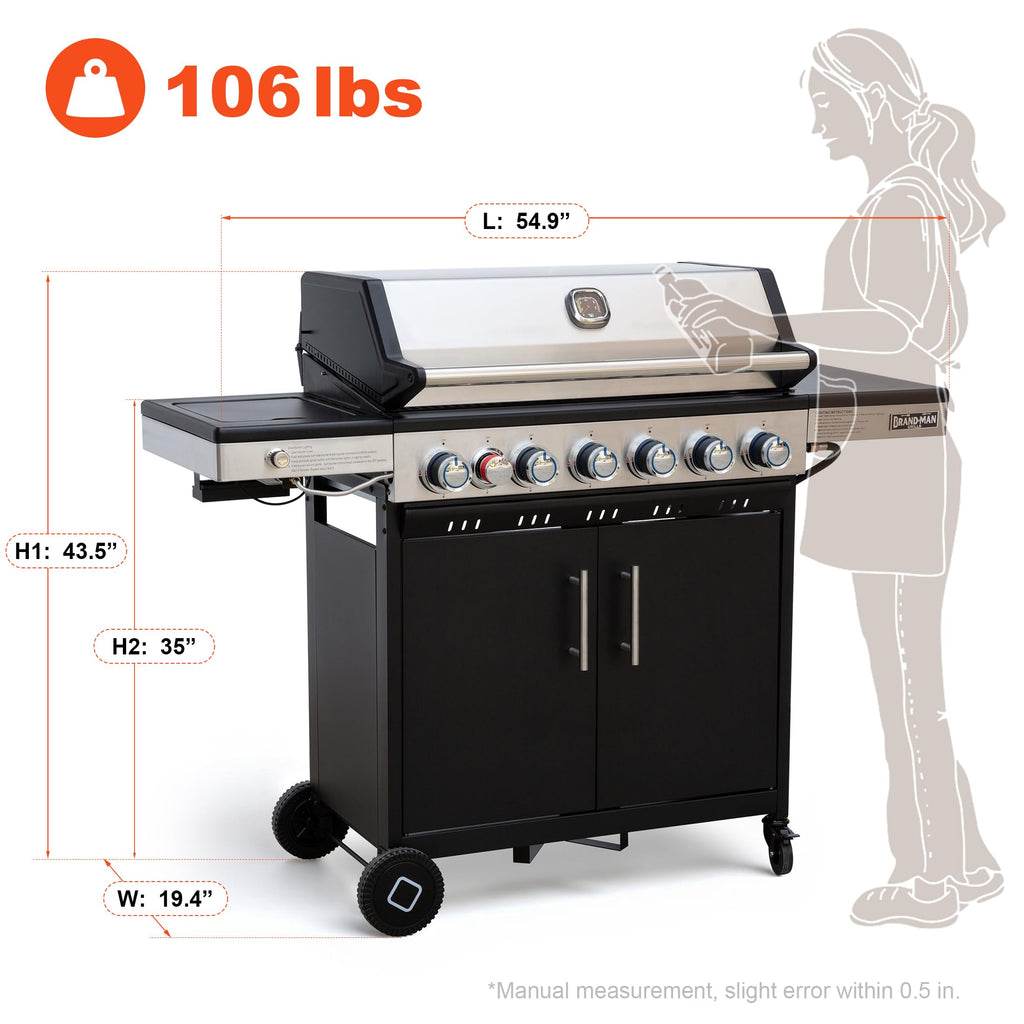 6-Burner Propane Gas Grill with Infrared Sear Side Burner B331071