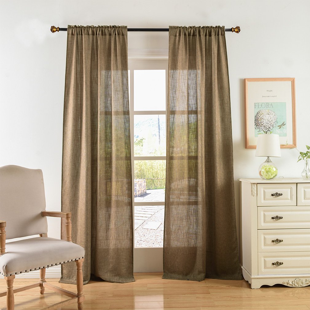 Soft Burlap Natural Tan Rod Pocket Window Curtain Panel 37" x 84" B487505