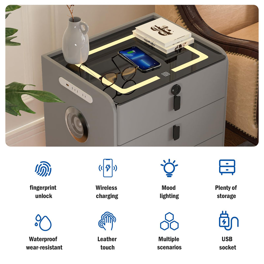 Wireless Charging Fingerprint Lock Nightstand U437061