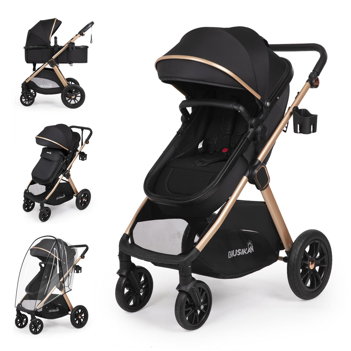 6-in-1 Convertible Baby Stroller with Bassinet O723