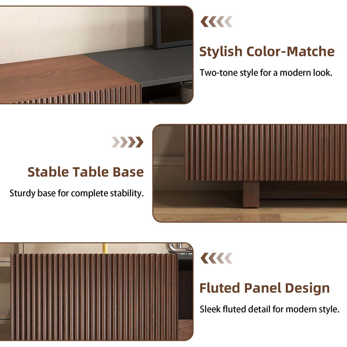 78.8 Inch Dark Brown Walnut TV Stand with Storage D652642