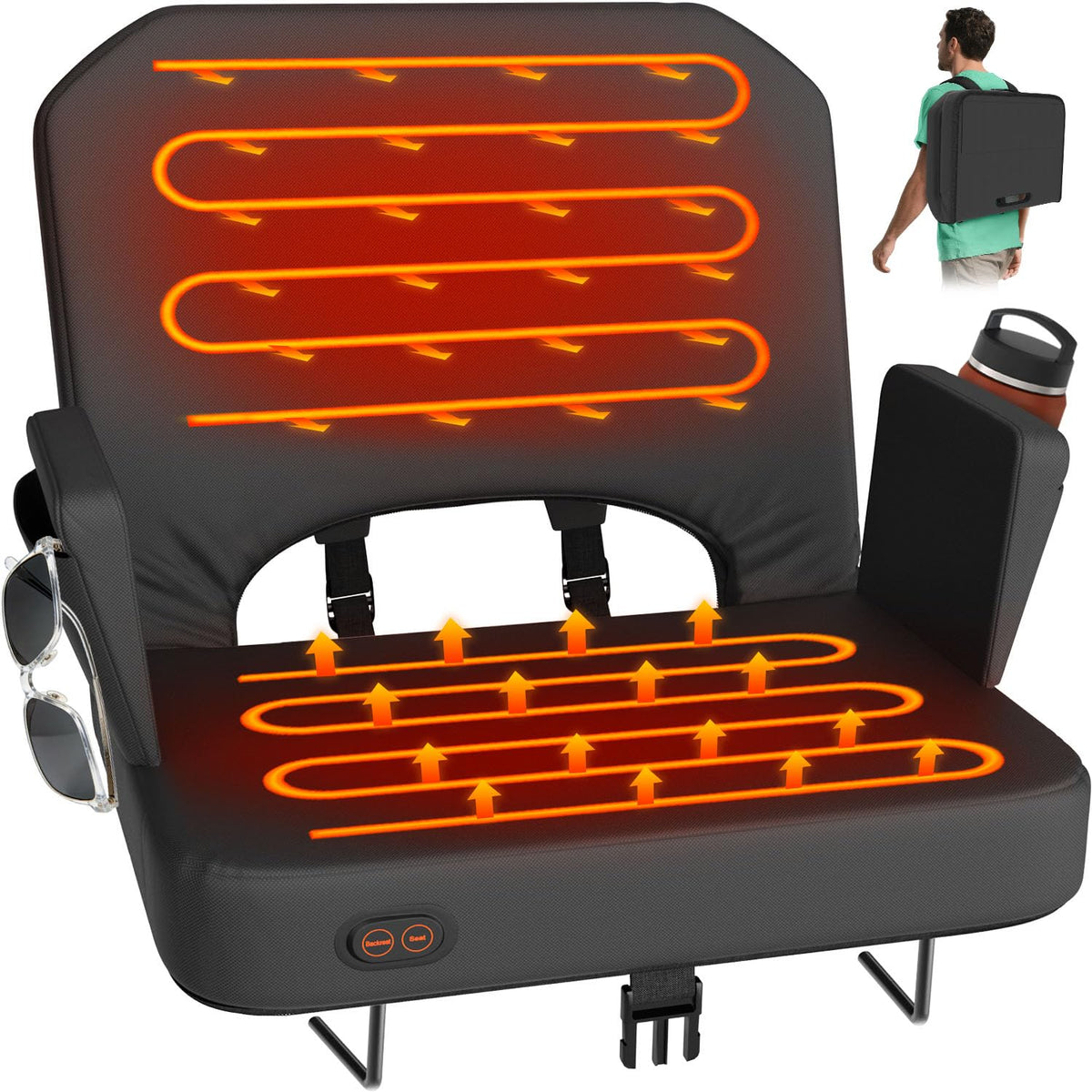 Heated Stadium Seats for Bleachers with Foldable Armrests A759494