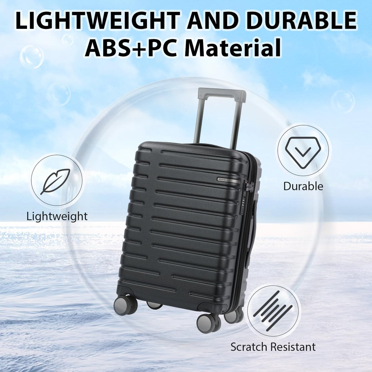 Black 20-Inch Carry On Luggage with Spinner Wheels X620