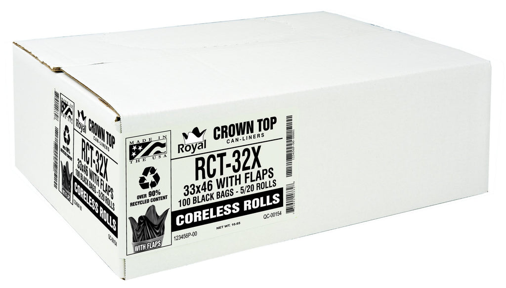 Black 40-45 Gal Coreless Roll Trash Bags R3654