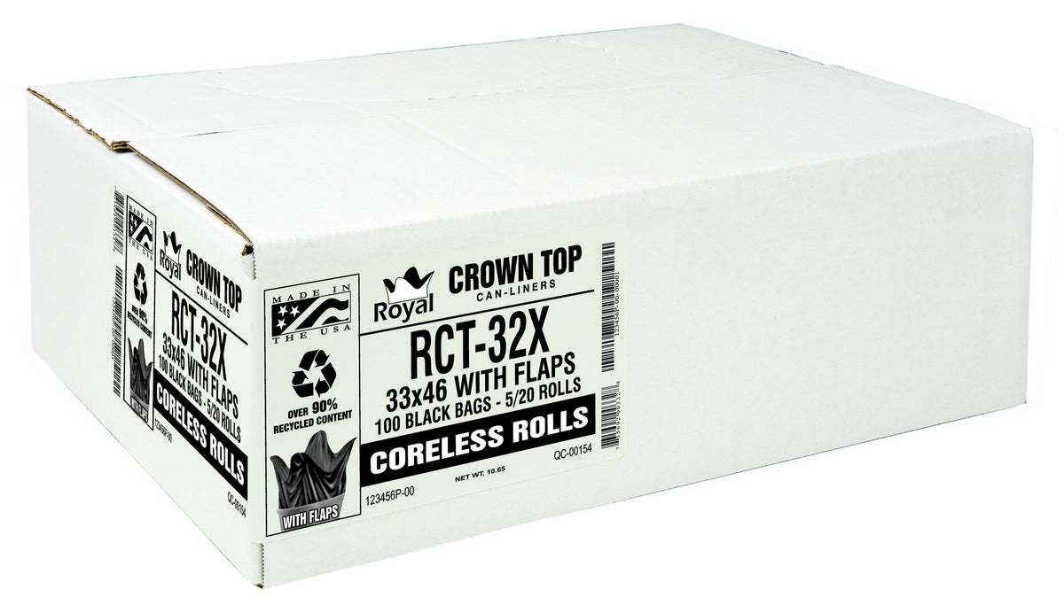 Black 40-45 Gal Coreless Roll Trash Bags R3654