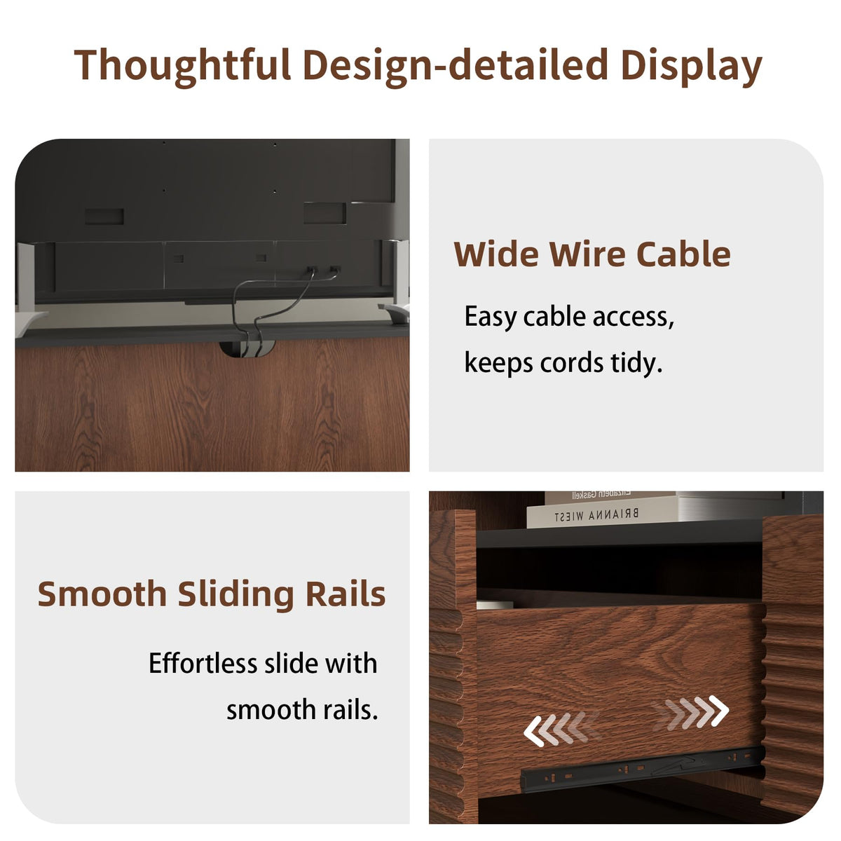 78.8 Inch Dark Brown Walnut TV Stand with Storage D652642