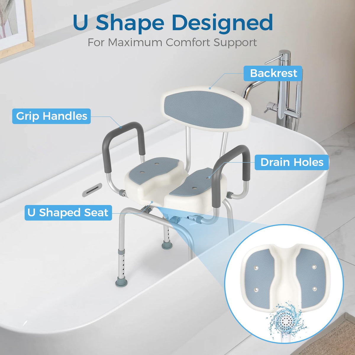 Heavy Duty Shower Chair with Arms and Back G816022