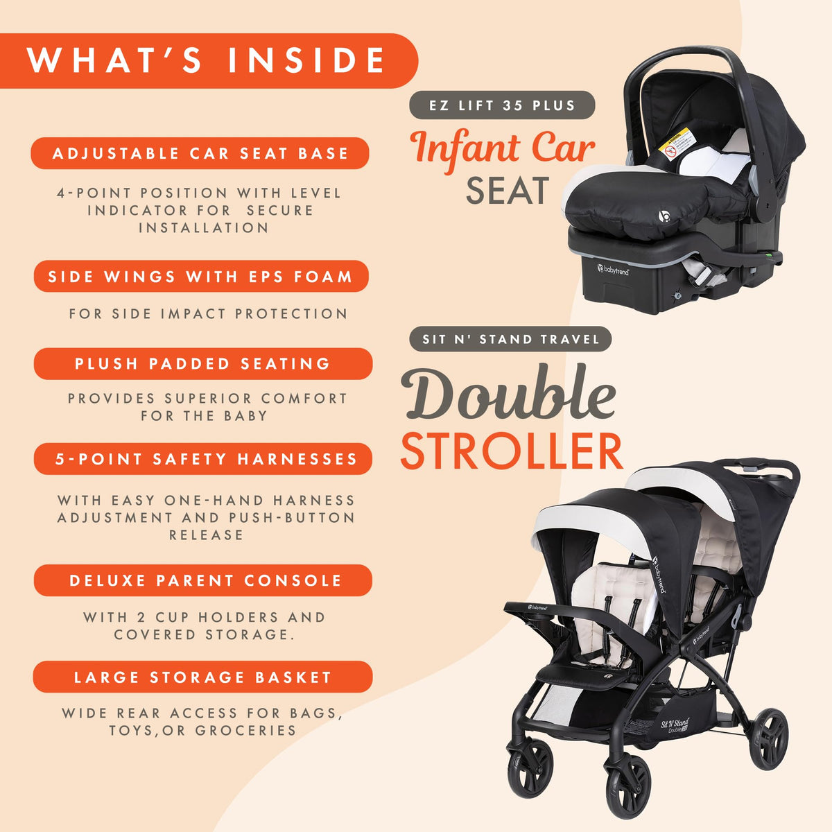 Double Stroller & 2 Car Seats A660775