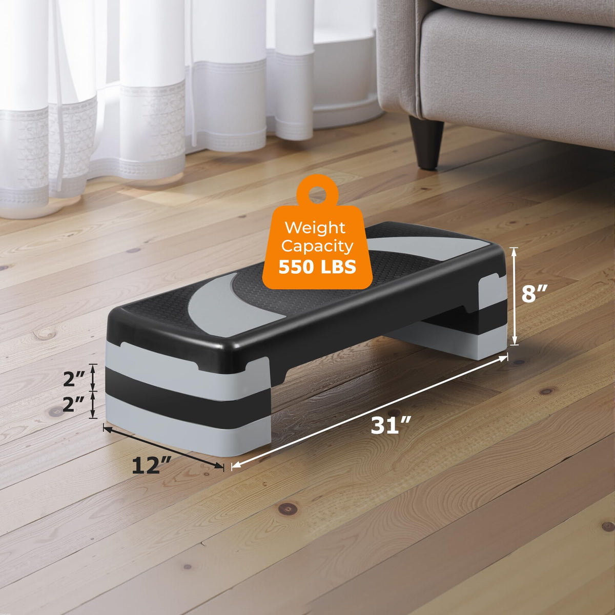 31" Adjustable Aerobic Step Platform with 4 Stackable Risers Y231482