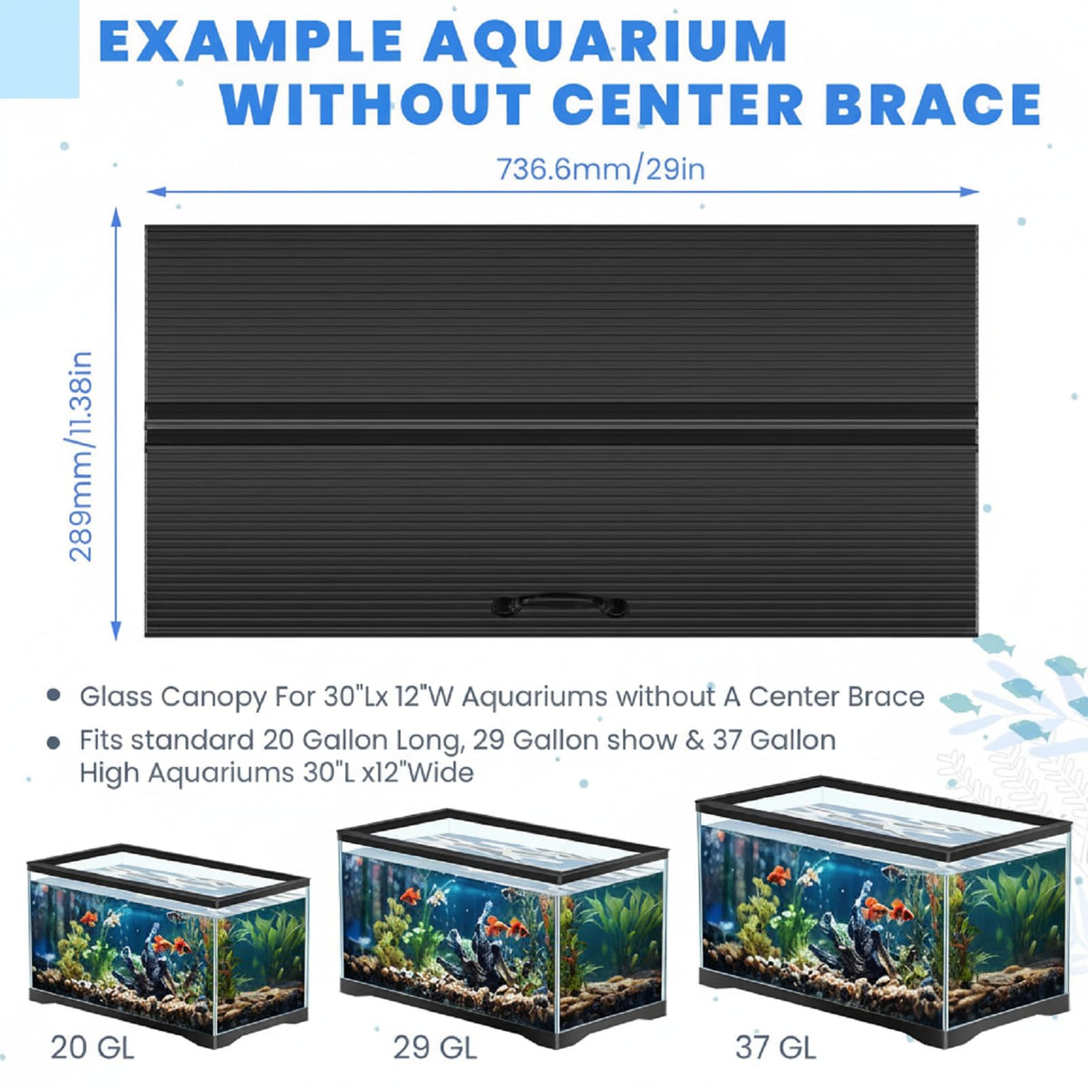 Aquarium Lid with LED Light 29 x 11.38 x 0.12 Inch S29154