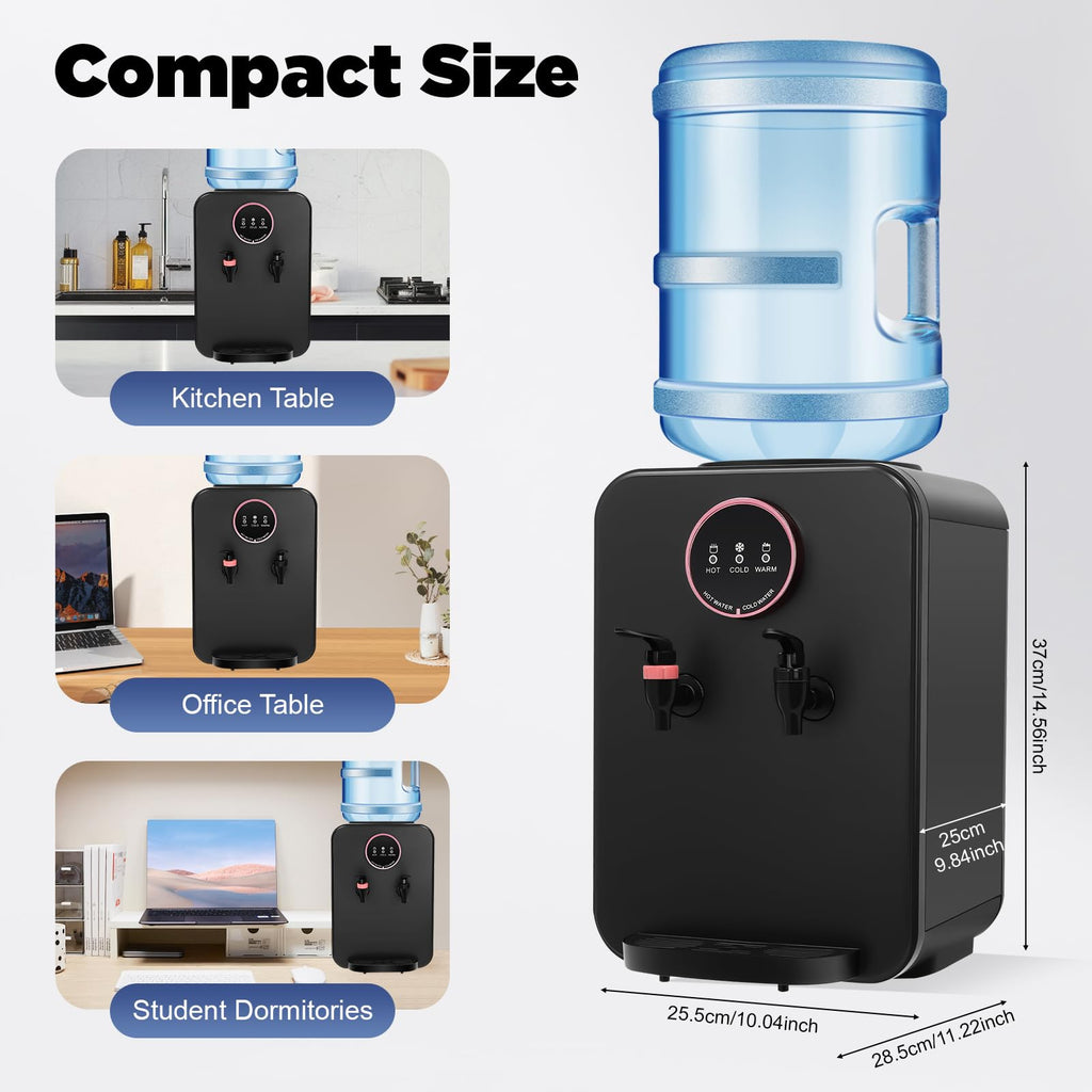 Top Loading Countertop Water Cooler Dispenser with Hot/Cold/Warm 3-Temp Settings, Black C39113