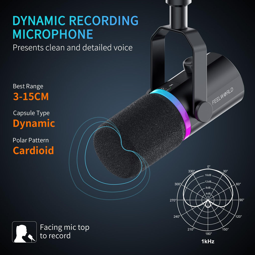 Black Metal Dynamic Microphone with Boom Arm S2245