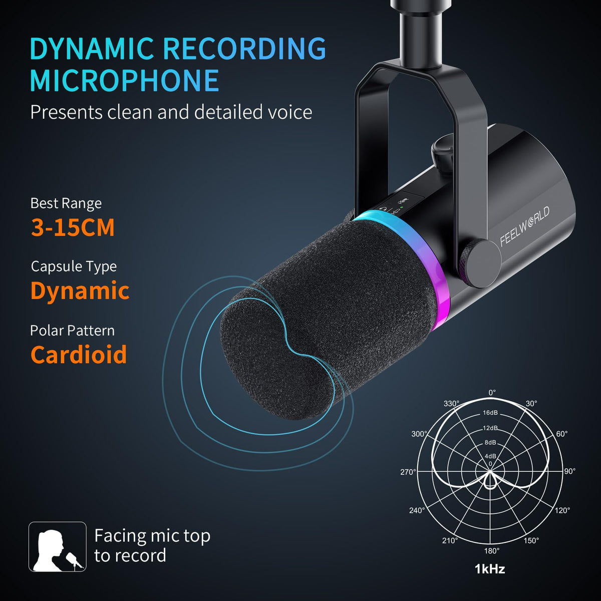 Black Metal Dynamic Microphone with Boom Arm S2245