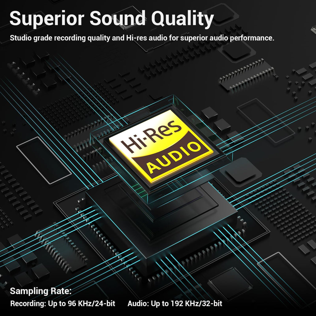 USB Audio Interface with Stereo Microphone Input and Headphone Jack W484