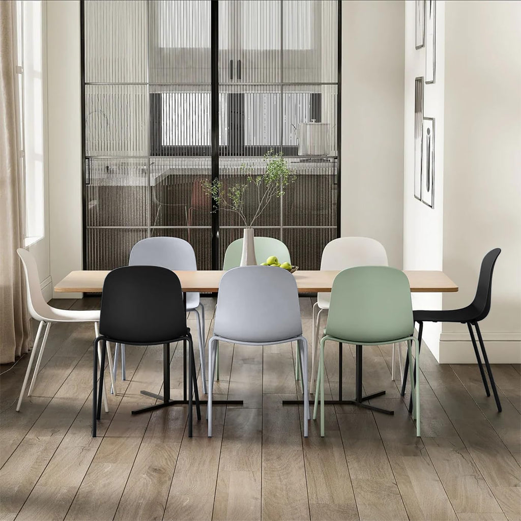 Grey Plastic Dining Chair with Metal Legs L28925