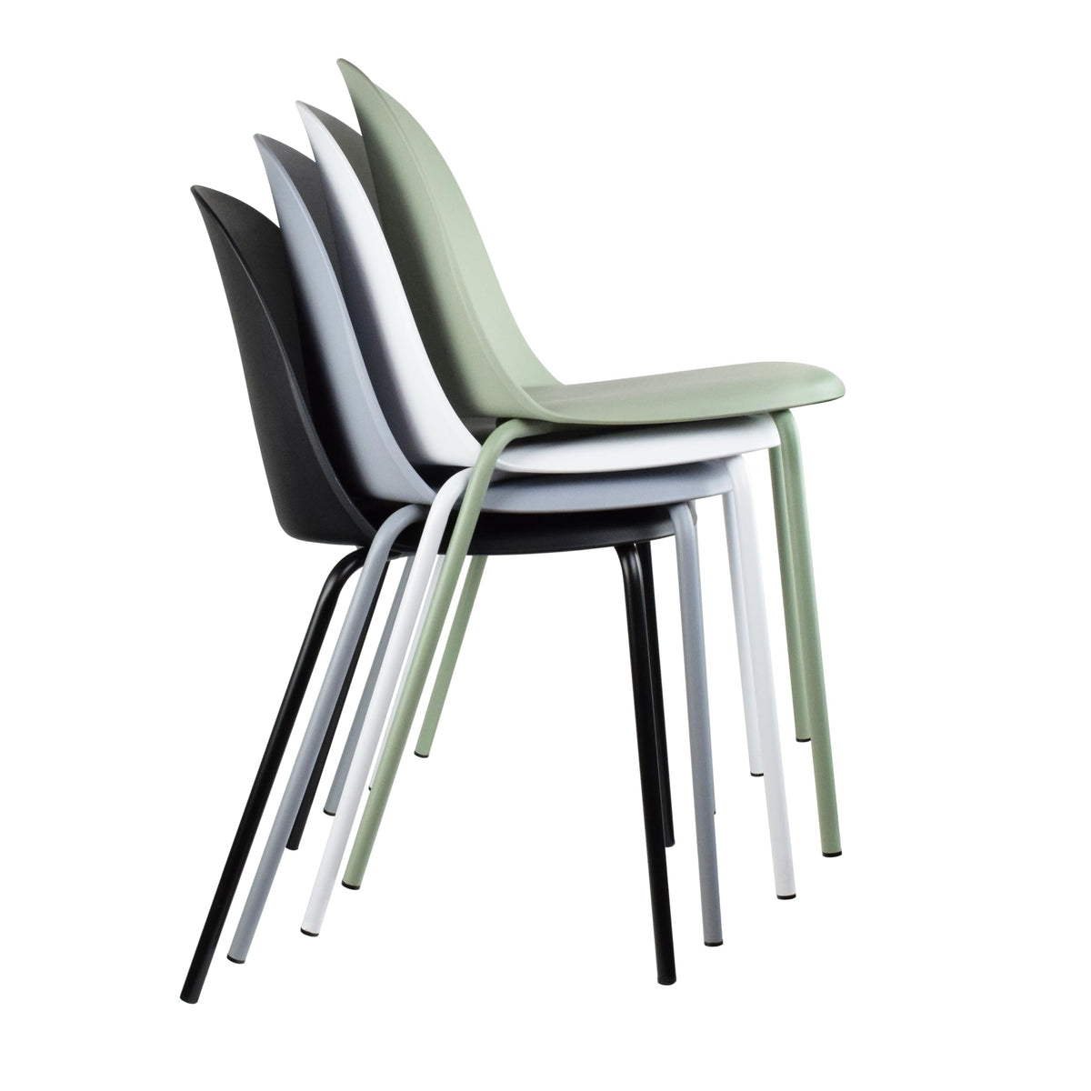 Grey Plastic Dining Chair with Metal Legs L28925