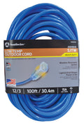 12/3 Heavy-Duty Extension Cord, 100Ft, SJTW, Blue X226001
