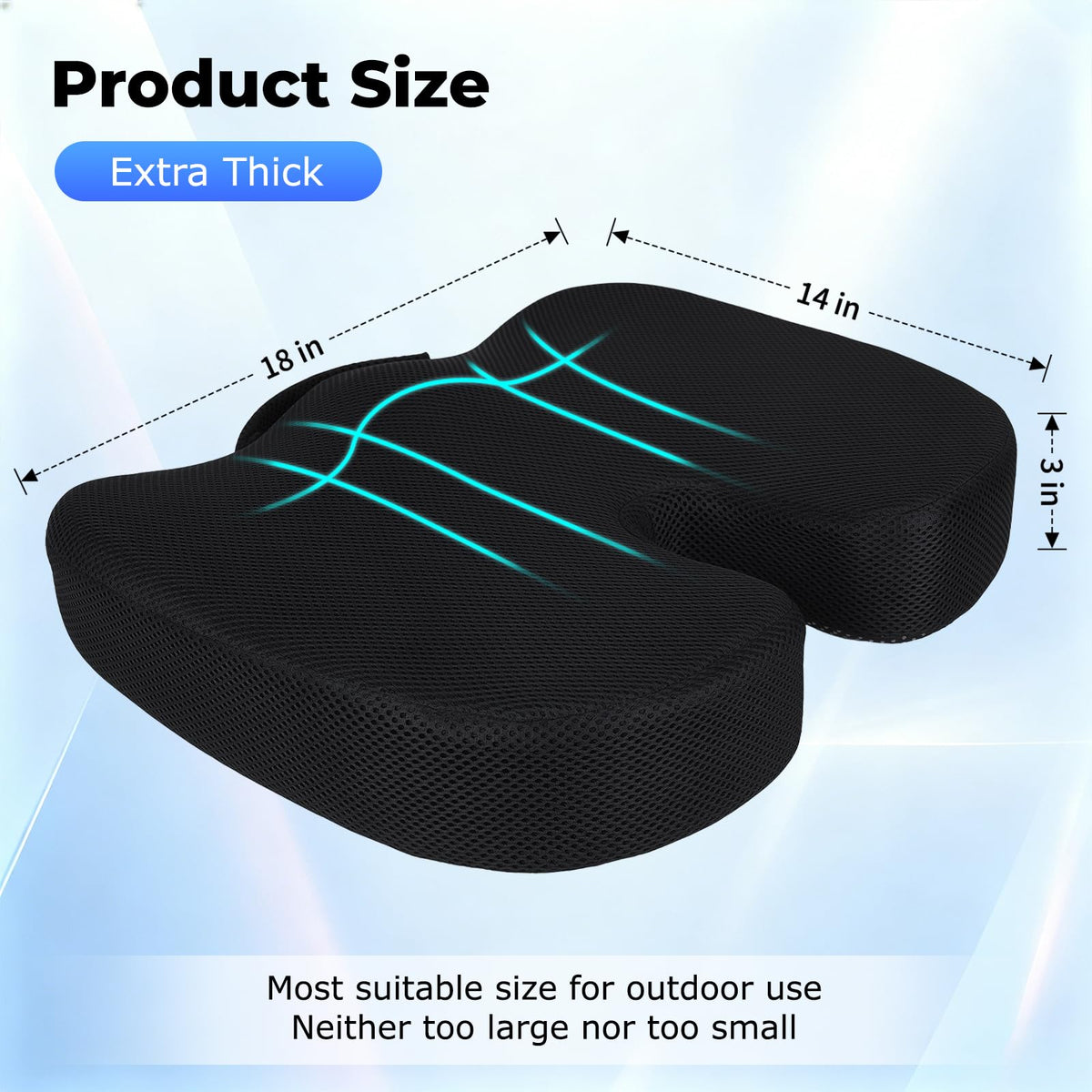 Breathable Mesh 18x14x3 inches Stadium Seat Cushions J585693