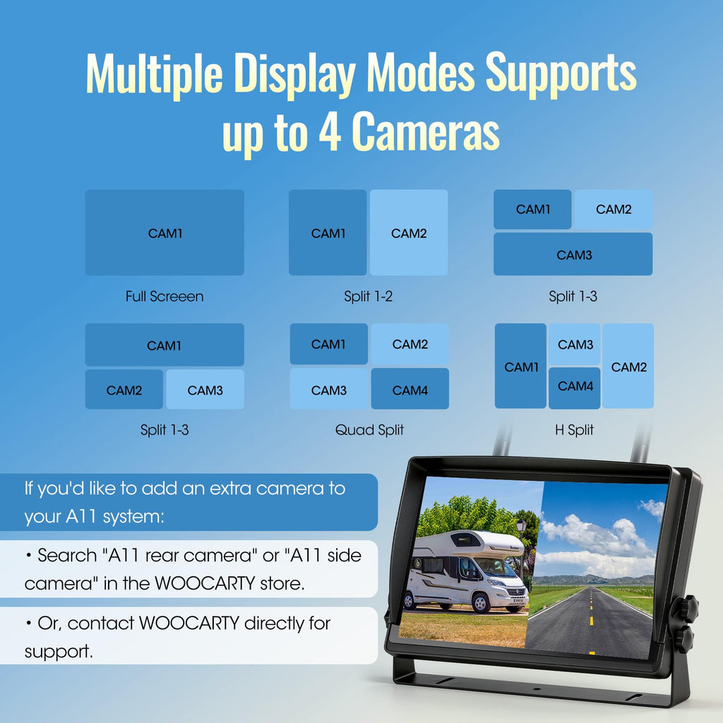 7" Wireless Backup Camera System with DVR Split Screen Monitor D7654