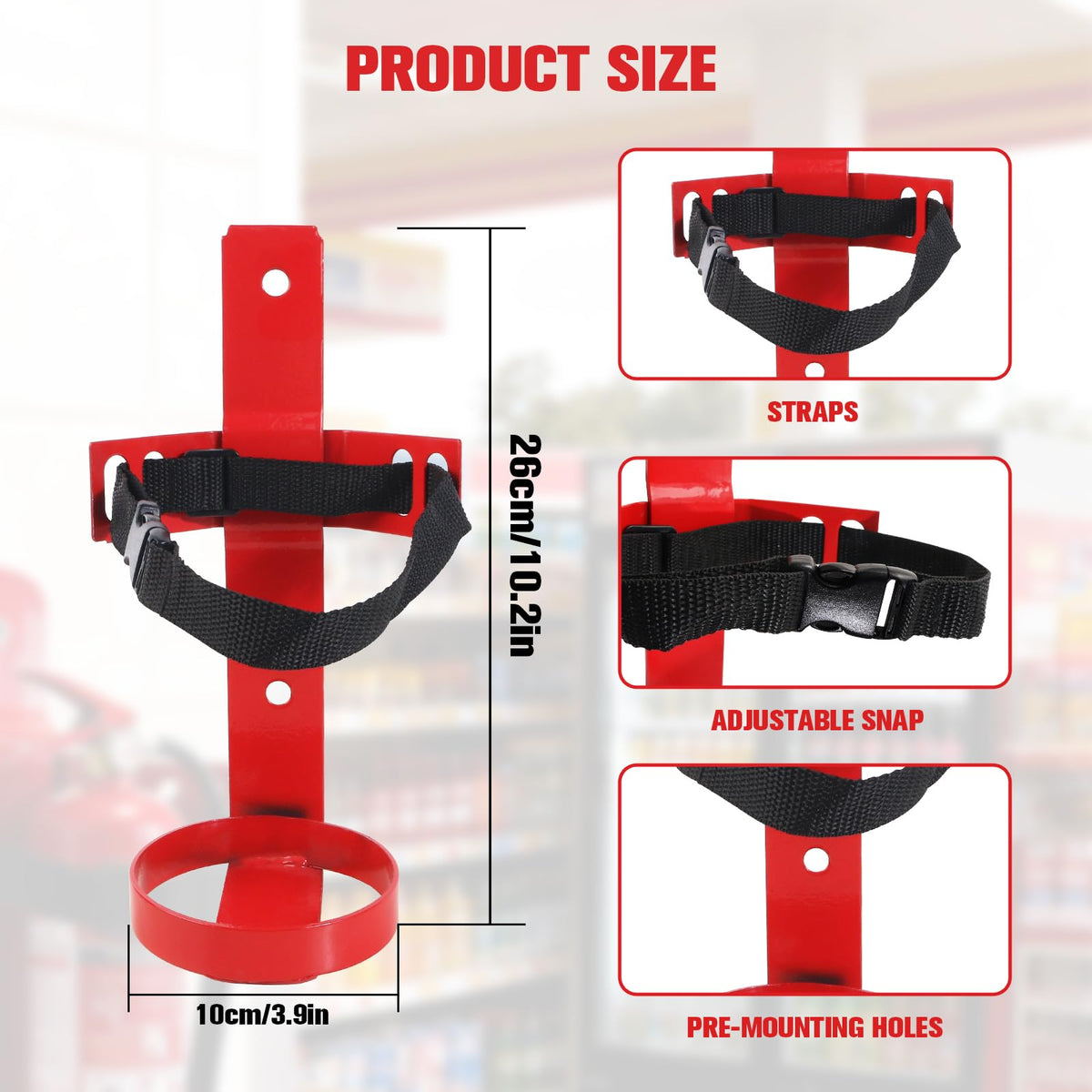 Fire Extinguisher Mount, 2.5LB Adjustable Straps Wall Hanging Holder 2Pcs Y3076