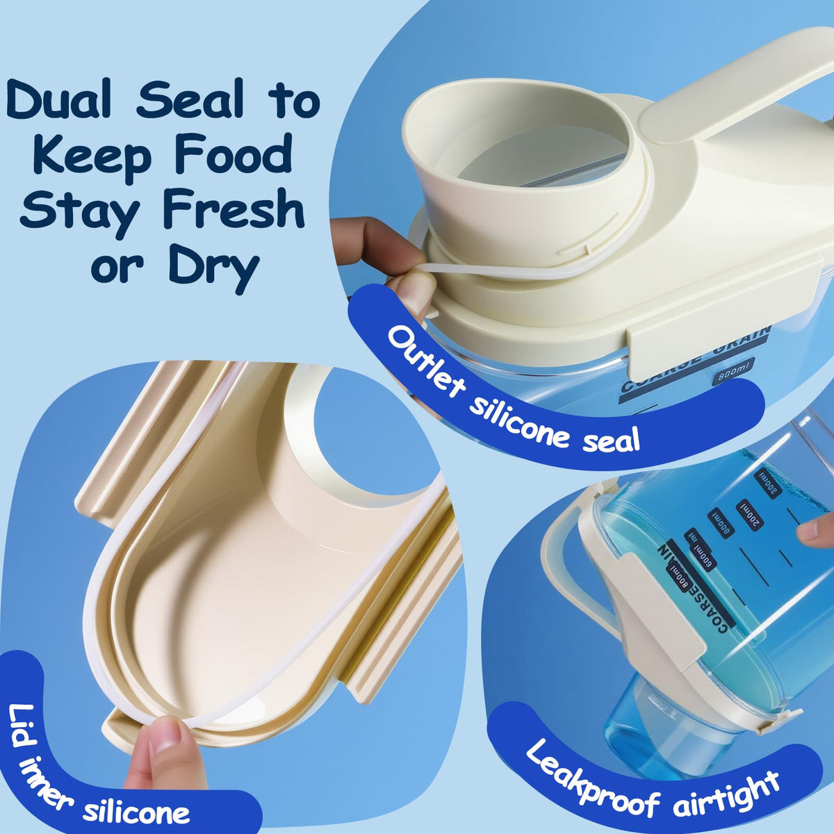 2-3 lb Airtight Dog Food Storage Container with Measuring Cup and Scoop P185