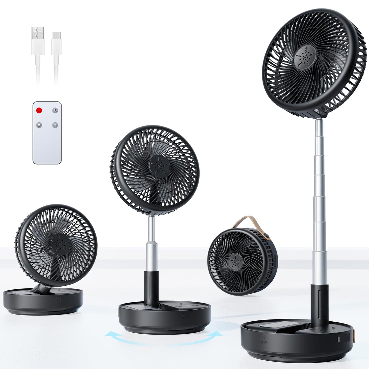 Portable Oscillating Travel Fan with Remote A686
