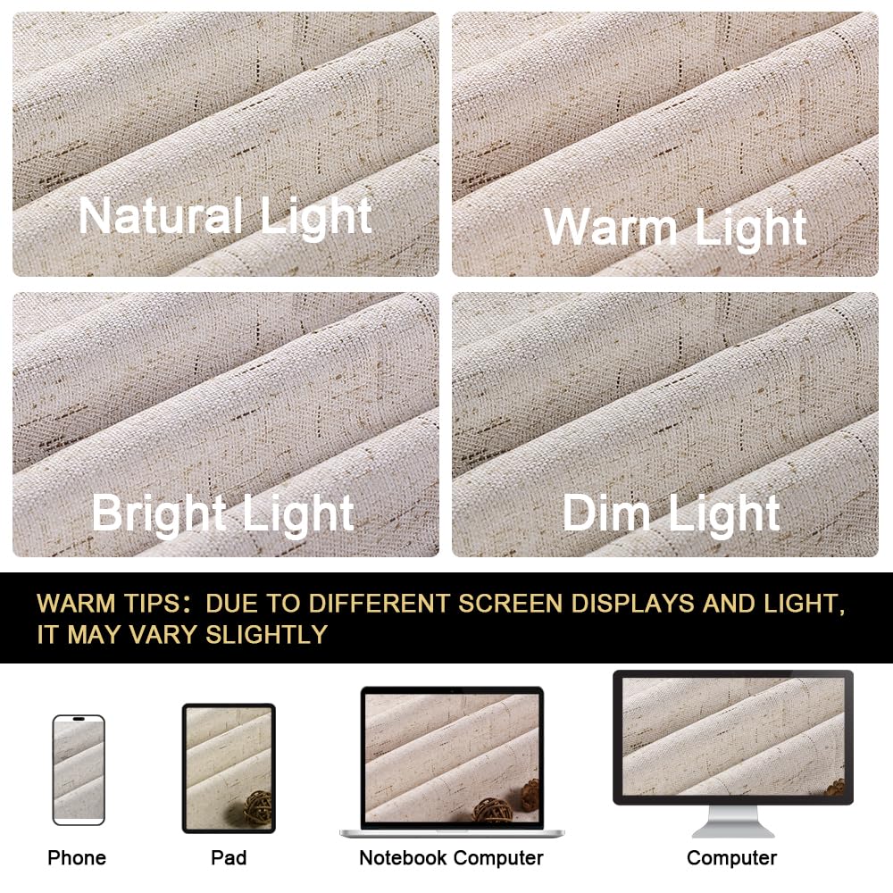 Blackout Curtains 84 Inches Long Faux Linen Thermal Insulated W100 X L84 Inch K573706