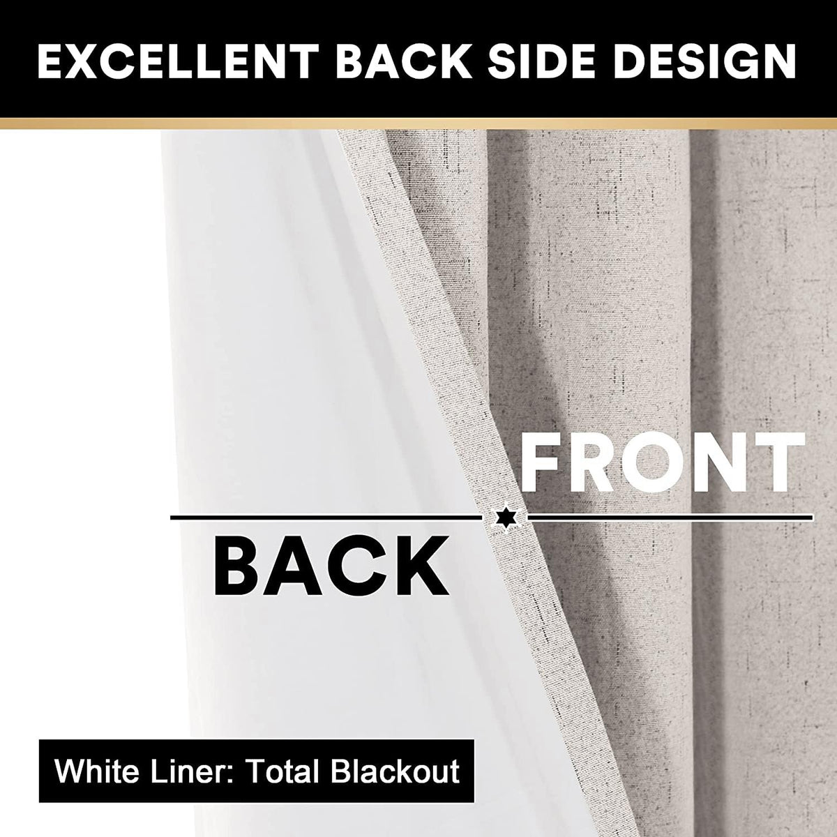 Blackout Curtains 84 Inches Long Faux Linen Thermal Insulated W100 X L84 Inch K573706