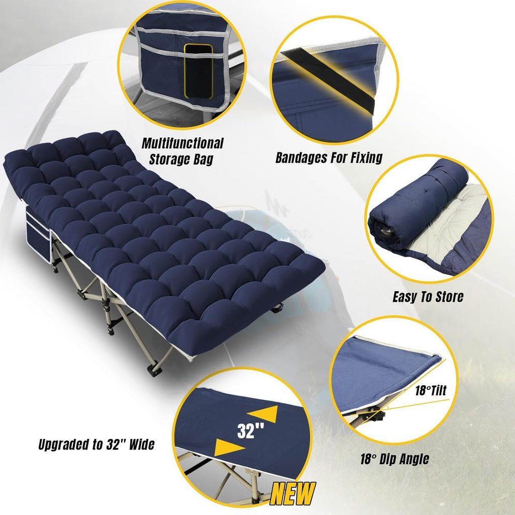 Folding Camping Cot Bed 32" Wide Oxford B3315