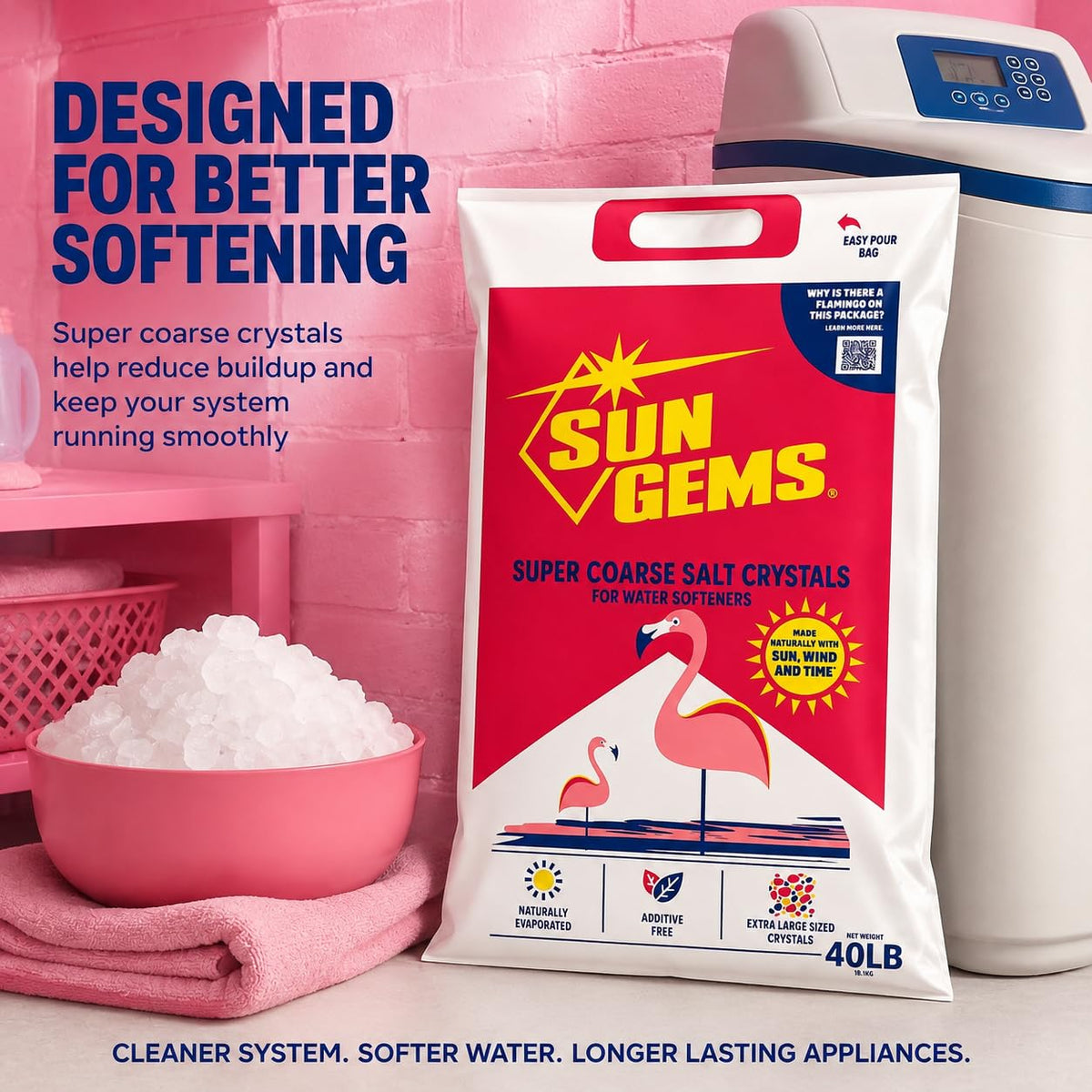Super Coarse Water Softener Salt Crystals 40 lb Additive Free R3487