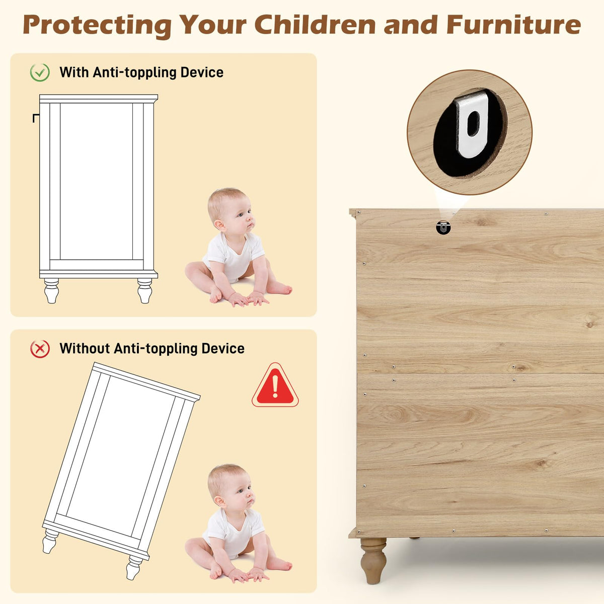 Rustic Wood 8 Drawer Dresser E978