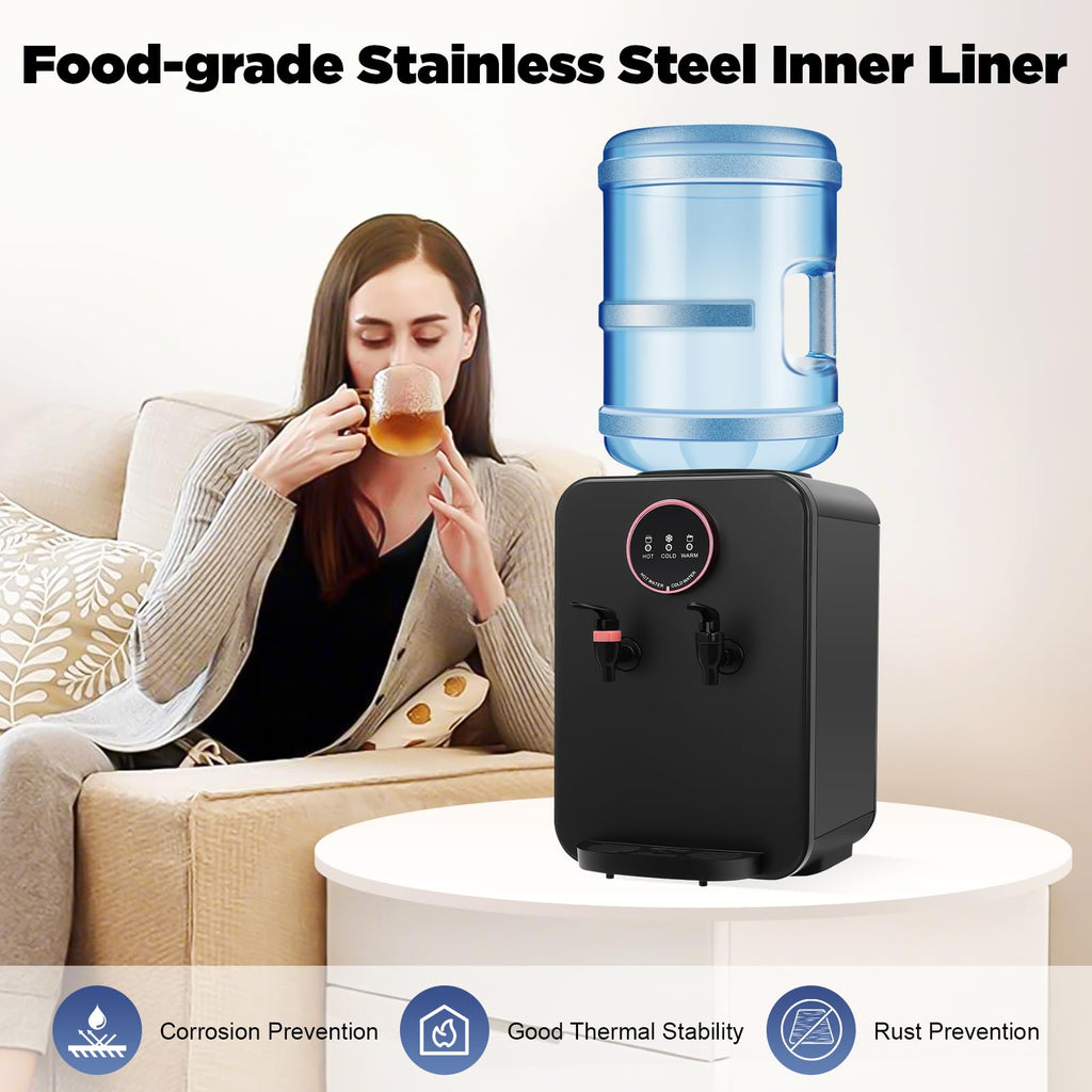 Top Loading Countertop Water Cooler Dispenser with Hot/Cold/Warm 3-Temp Settings, Black C39113