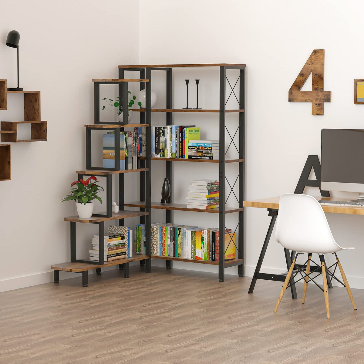 Large Reversible 5 Tier Corner Bookshelf Z1170