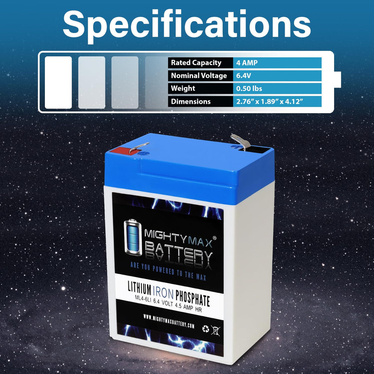 6V 4.5AH Lithium Replacement Battery D378