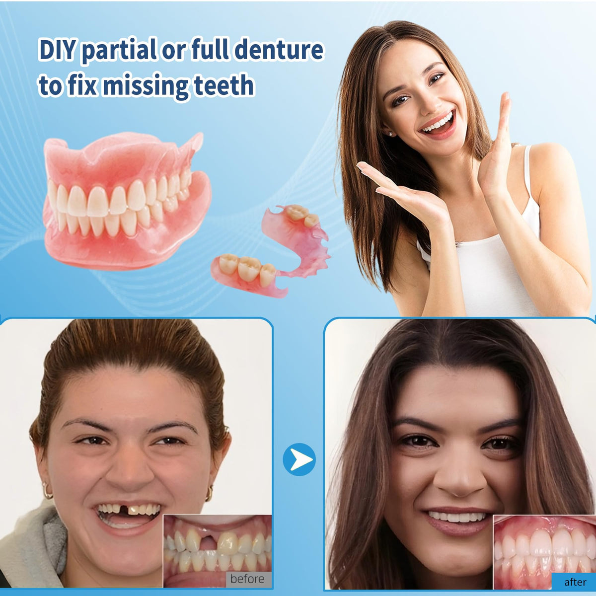 DIY Denture Full Set of Top and Bottom Fake Teeth C873