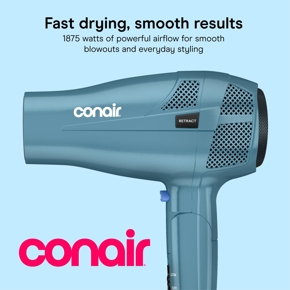 Blue 1875W Dual Voltage Folding Travel Hair Dryer N12593