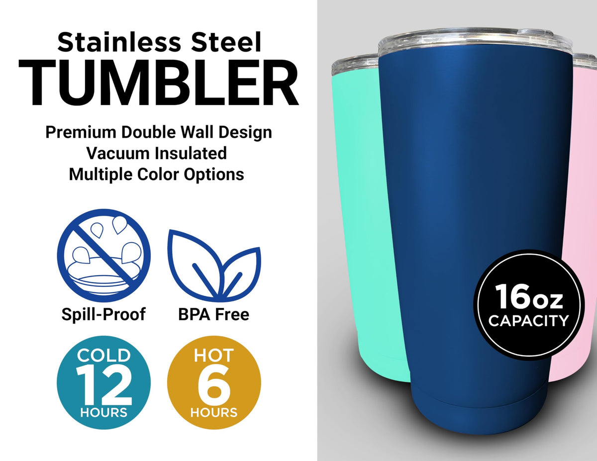 16 oz Insulated Stainless Steel Tumblers 2 Pack Black F456888