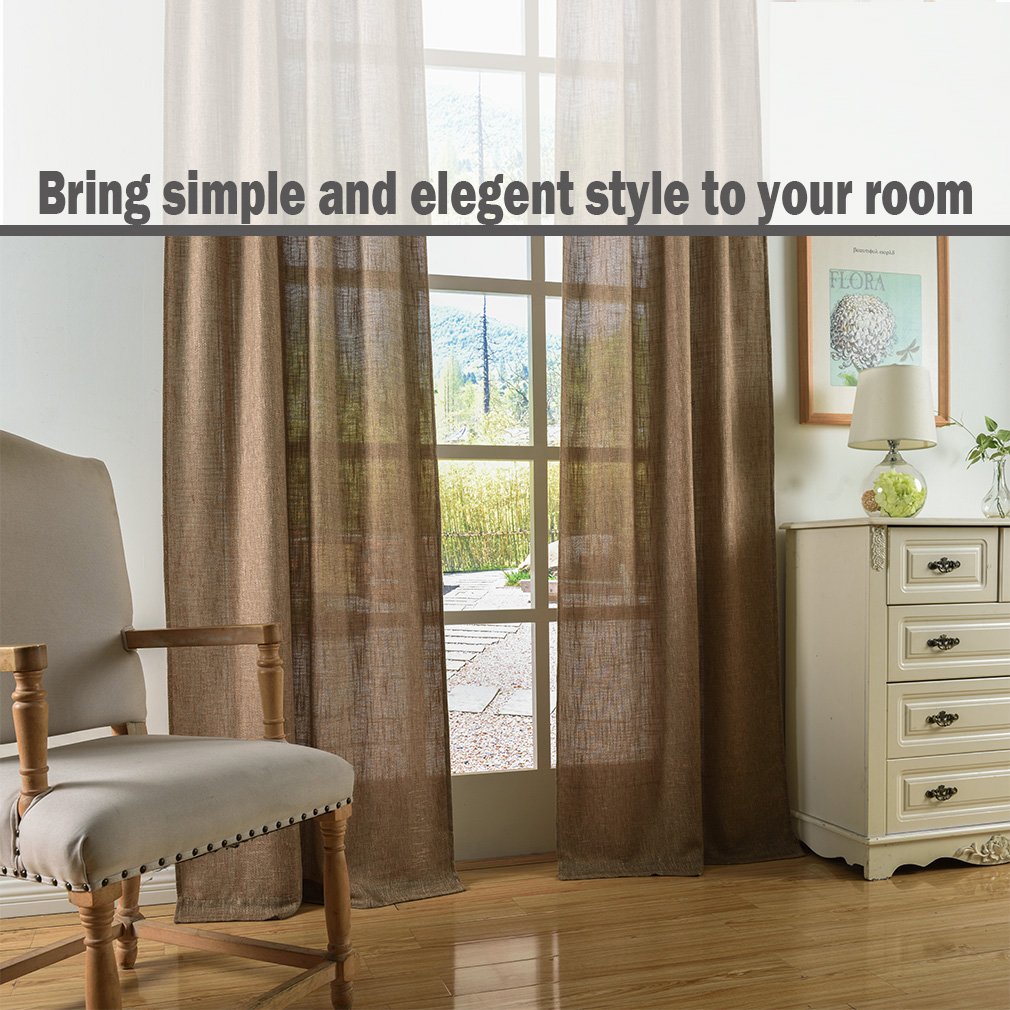 Soft Burlap Natural Tan Rod Pocket Window Curtain Panel 37" x 84" B487505